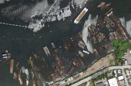 A view courtesy of Google Maps just before Hurrican Sandy hit, sinking several of the boats