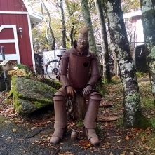 The ominious tin man guarding the front of Dorothy's house.