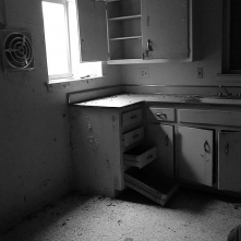 Inside of the houese were empty save for some 1950s kitchen remnants
